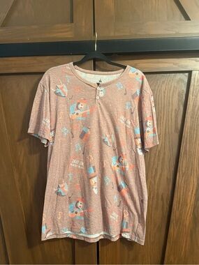Disney Parks Country Bear Jamboree All-Over Print Henley Shirt Sz M "Jam On" EUC